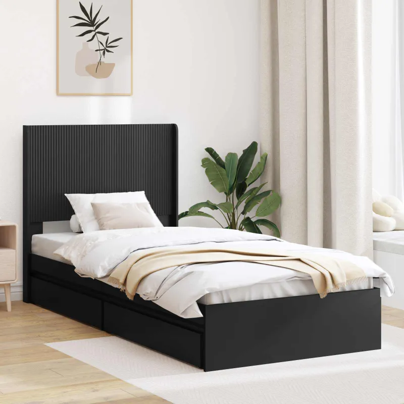 Lovos rėmas su saugojimu ir nugara Juoda 75 x 190 cm