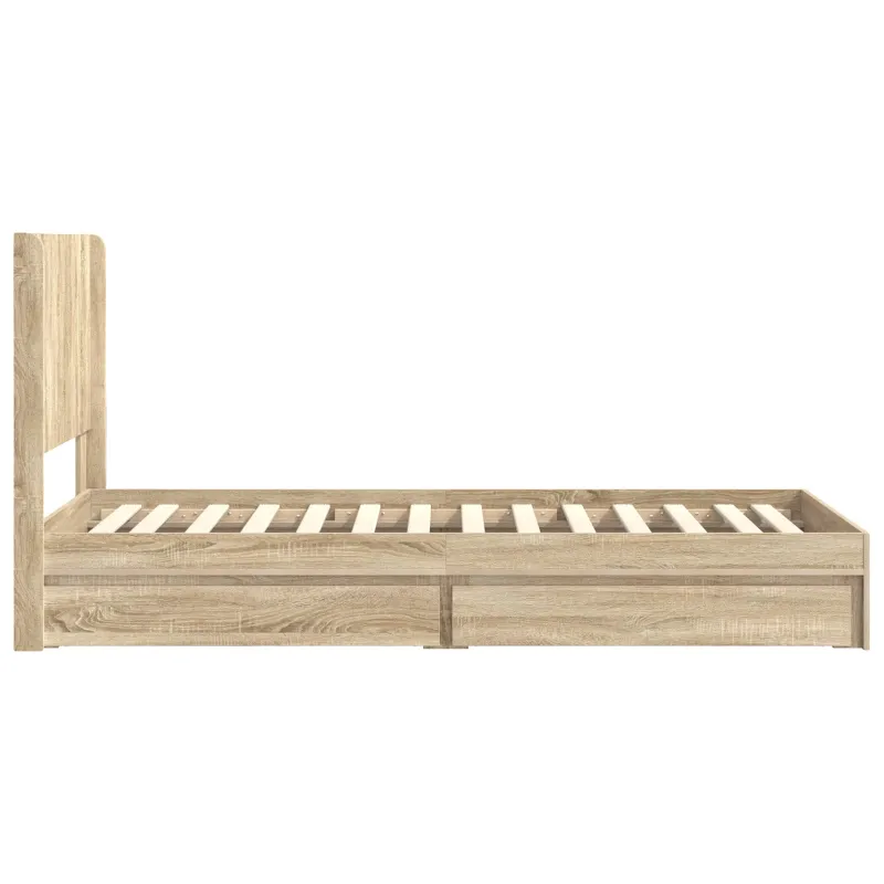 Lovos rėmas su saugojimu ir nugara Sonoma ąžuolas 75 x 190 cm