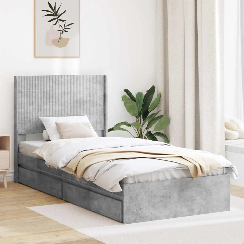Lovos rėmas su saugojimu ir nugara Betono pilka 75 x 190 cm