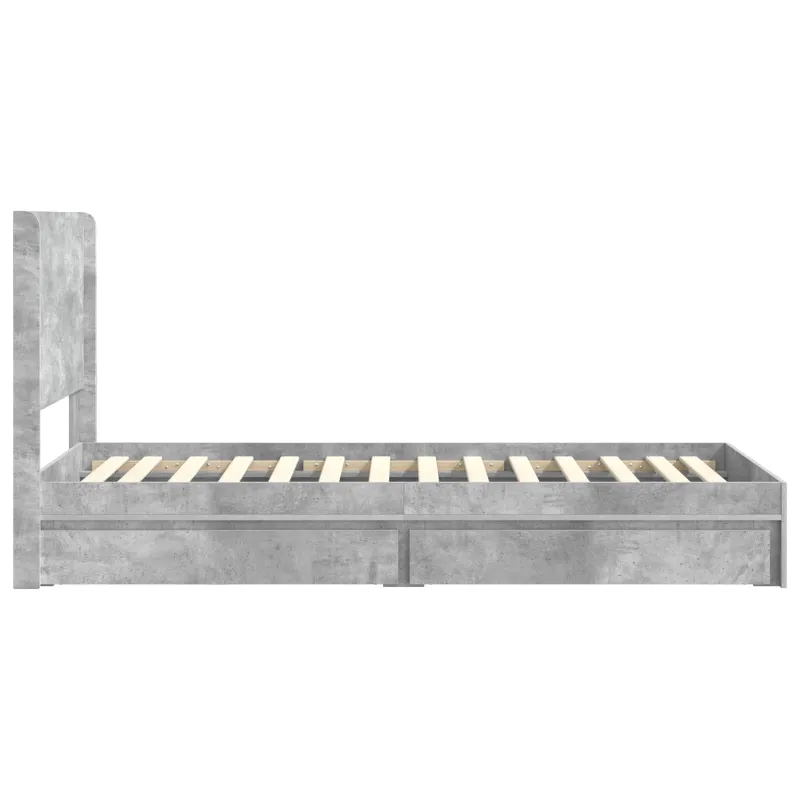 Lovos rėmas su saugojimu ir nugara Betono pilka 75 x 190 cm
