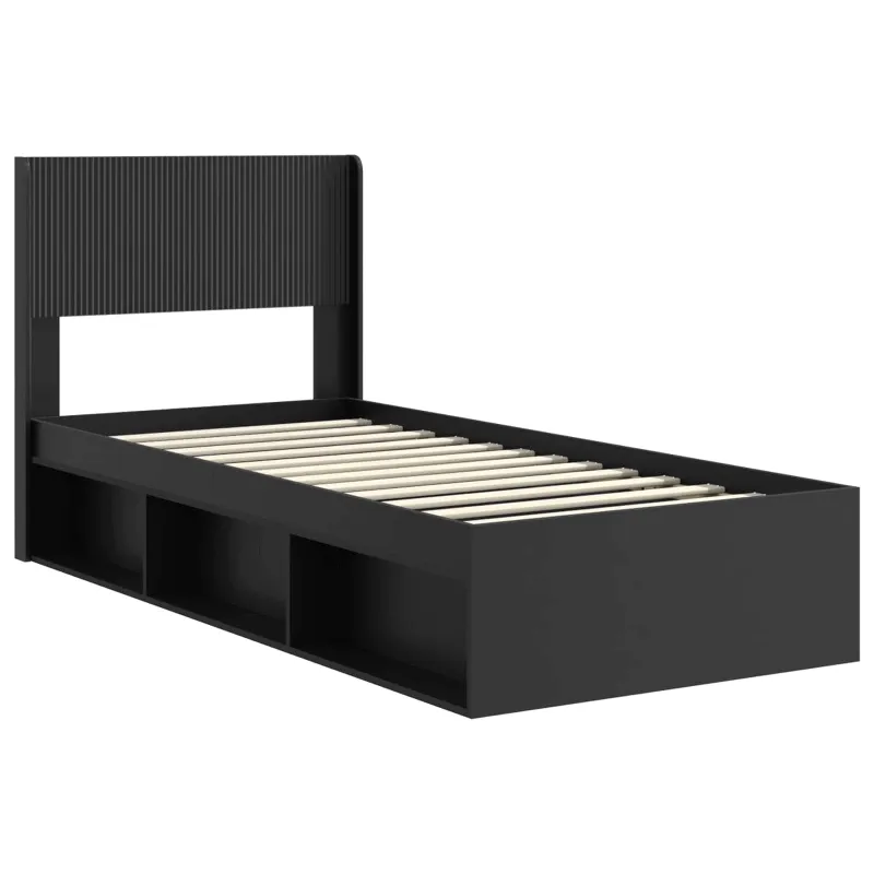Lovos rėmas su saugojimu ir nugara Juoda 75 x 190 cm