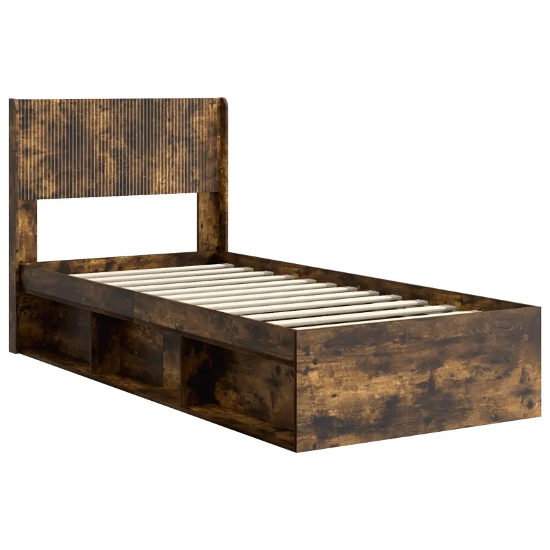 Lovos rėmas su saugojimu ir nugara Dūminio ąžuolo 75 x 190 cm