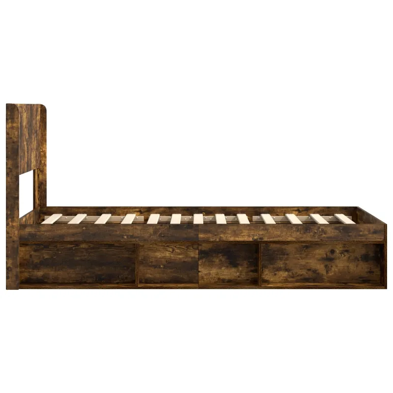 Lovos rėmas su saugojimu ir nugara Dūminio ąžuolo 75 x 190 cm