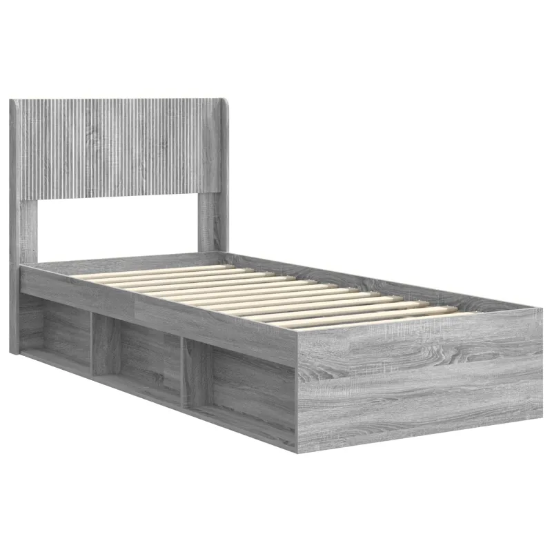 Lovos rėmas su saugojimu ir nugara Pilka Sonoma 75 x 190 cm