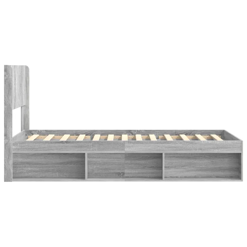 Lovos rėmas su saugojimu ir nugara Pilka Sonoma 75 x 190 cm