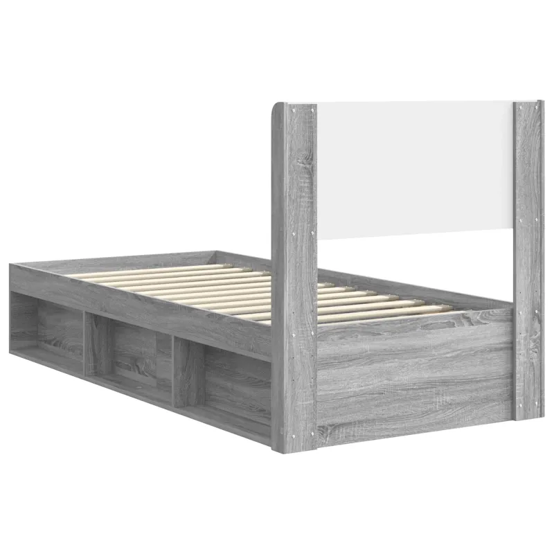 Lovos rėmas su saugojimu ir nugara Pilka Sonoma 75 x 190 cm