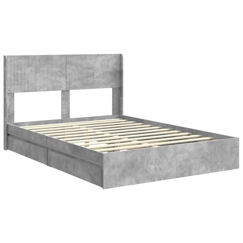 Lovos rėmas su saugojimu ir nugara Betono pilka 150 x 200 cm