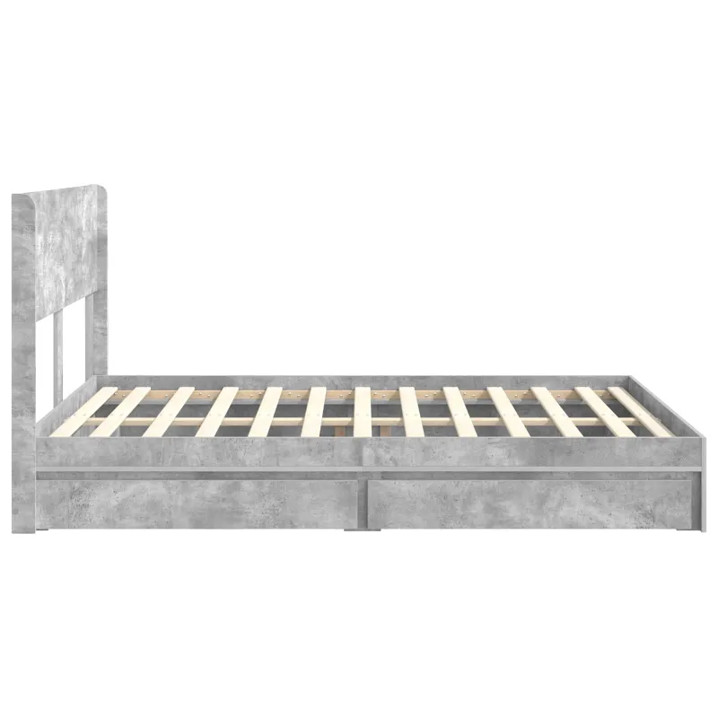Lovos rėmas su saugojimu ir nugara Betono pilka 150 x 200 cm