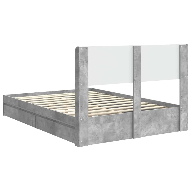 Lovos rėmas su saugojimu ir nugara Betono pilka 150 x 200 cm