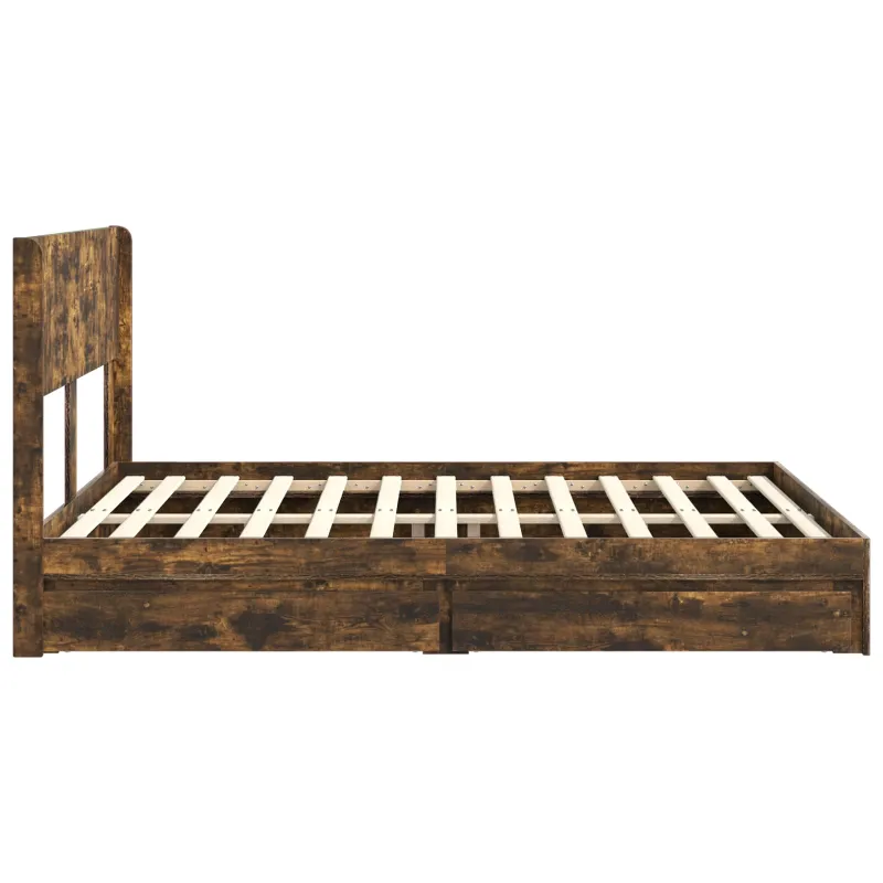 Lovos rėmas su saugojimu ir nugara Dūminio ąžuolo 135 x 190 cm