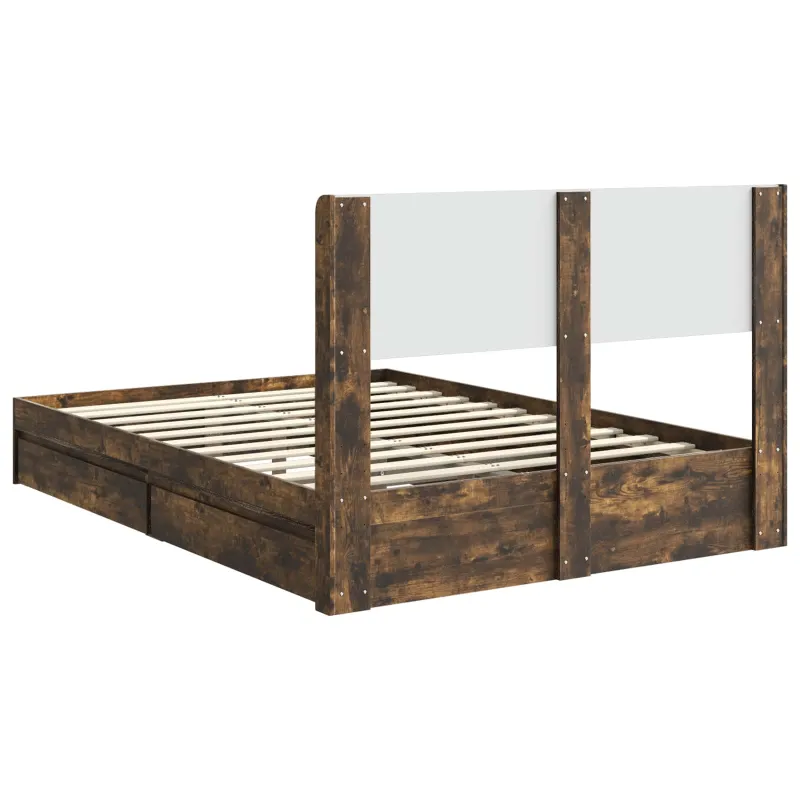 Lovos rėmas su saugojimu ir nugara Dūminio ąžuolo 135 x 190 cm