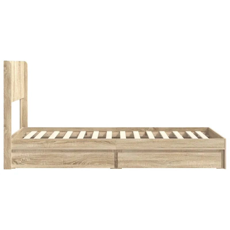 Lovos rėmas su saugojimu ir nugara Sonoma ąžuolas 100 x 200 cm