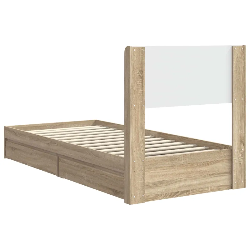 Lovos rėmas su saugojimu ir nugara Sonoma ąžuolas 100 x 200 cm