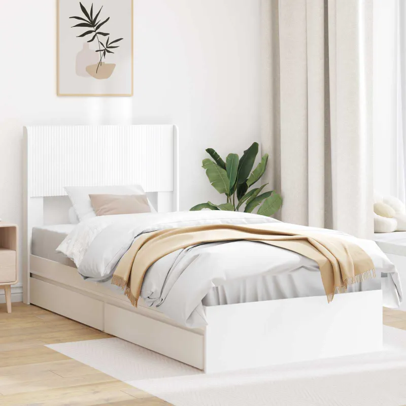 Lovos rėmas su saugojimu ir nugara Balta 90 x 200 cm