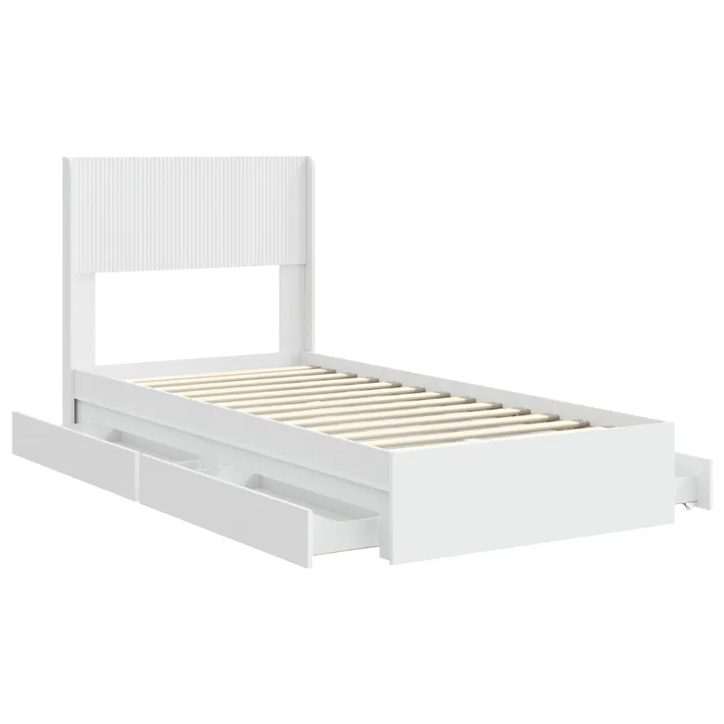 Lovos rėmas su saugojimu ir nugara Balta 90 x 200 cm
