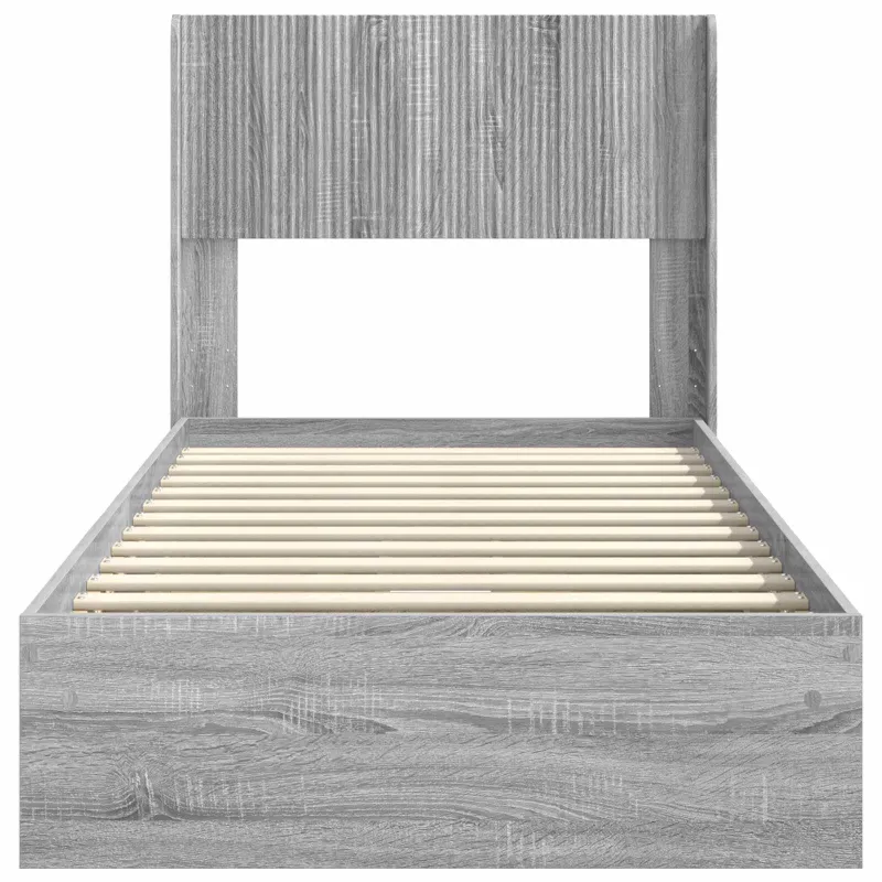 Lovos rėmas su saugojimu ir nugara Pilka Sonoma 90 x 200 cm