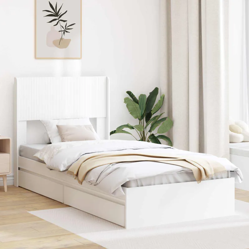 Lovos rėmas su saugojimu ir nugara Balta 75 x 190 cm