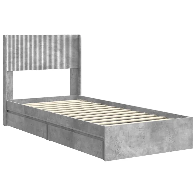 Lovos rėmas su saugojimu ir nugara Betono pilka 75 x 190 cm