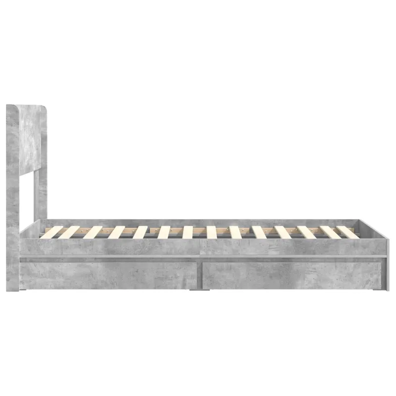 Lovos rėmas su saugojimu ir nugara Betono pilka 75 x 190 cm