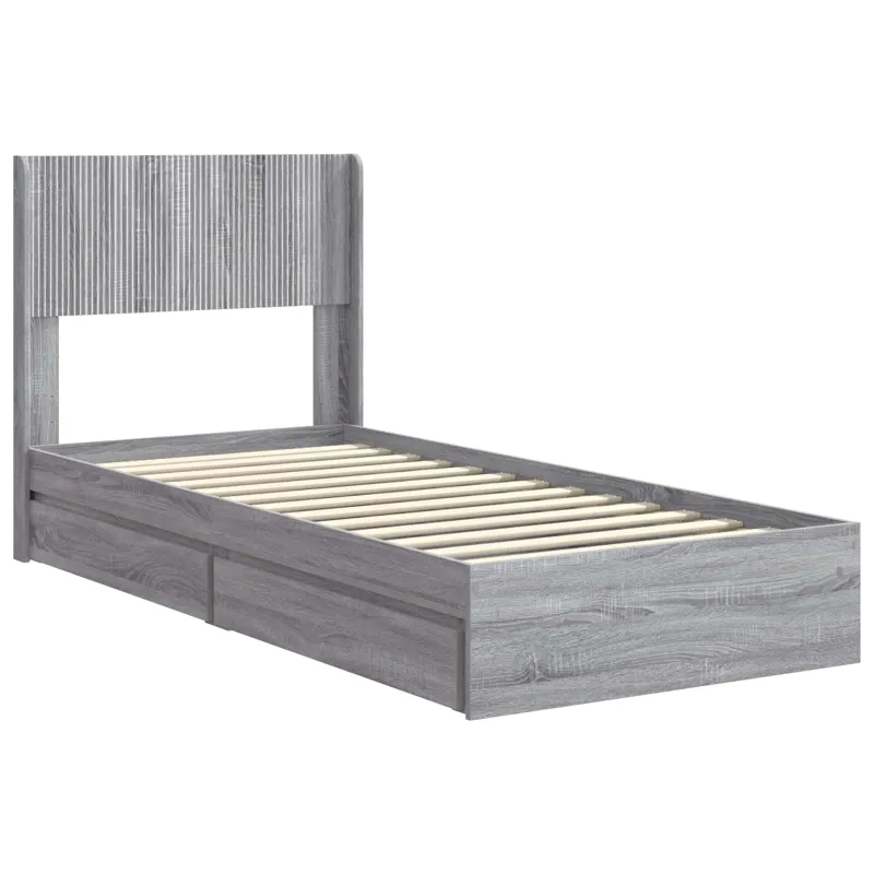 Lovos rėmas su saugojimu ir nugara Pilka Sonoma 75 x 190 cm