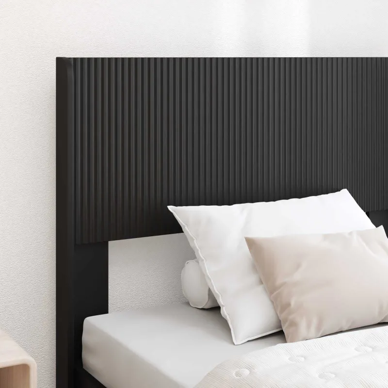 Lovos rėmas su saugojimu ir nugara Juoda 75 x 190 cm