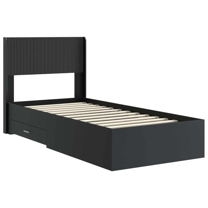 Lovos rėmas su saugojimu ir nugara Juoda 75 x 190 cm