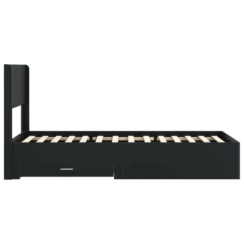 Lovos rėmas su saugojimu ir nugara Juoda 75 x 190 cm