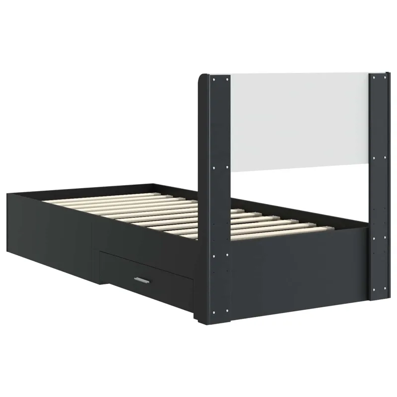 Lovos rėmas su saugojimu ir nugara Juoda 75 x 190 cm