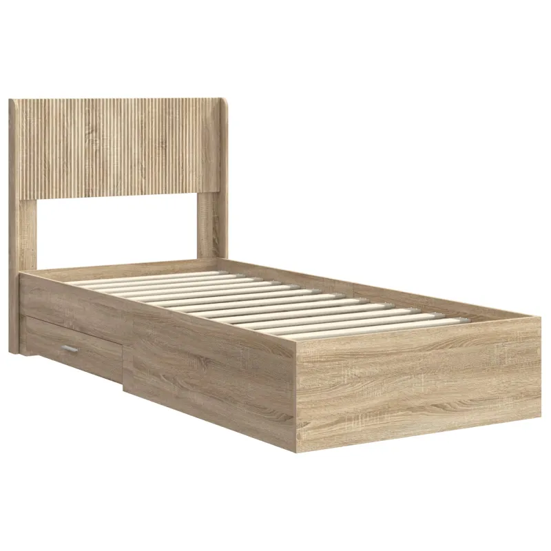 Lovos rėmas su saugojimu ir nugara Sonoma ąžuolas 75 x 190 cm