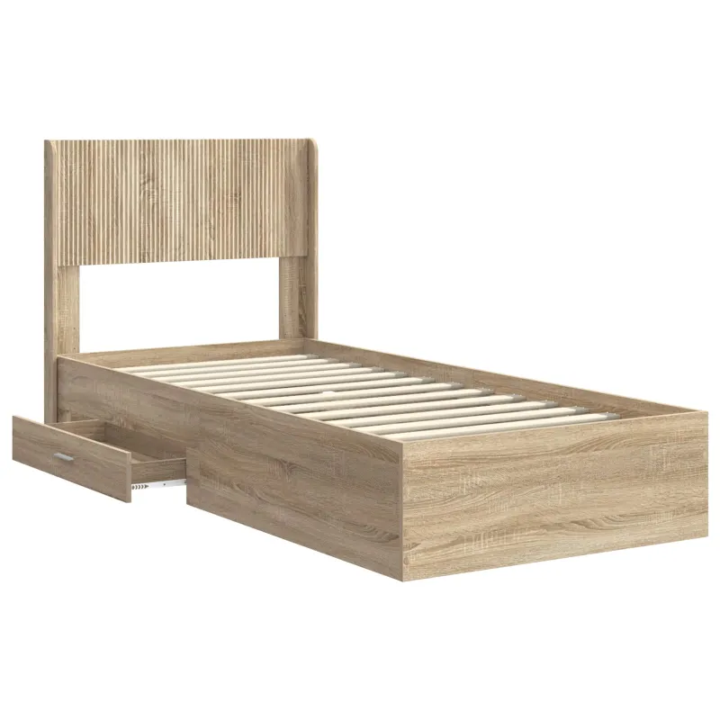 Lovos rėmas su saugojimu ir nugara Sonoma ąžuolas 75 x 190 cm