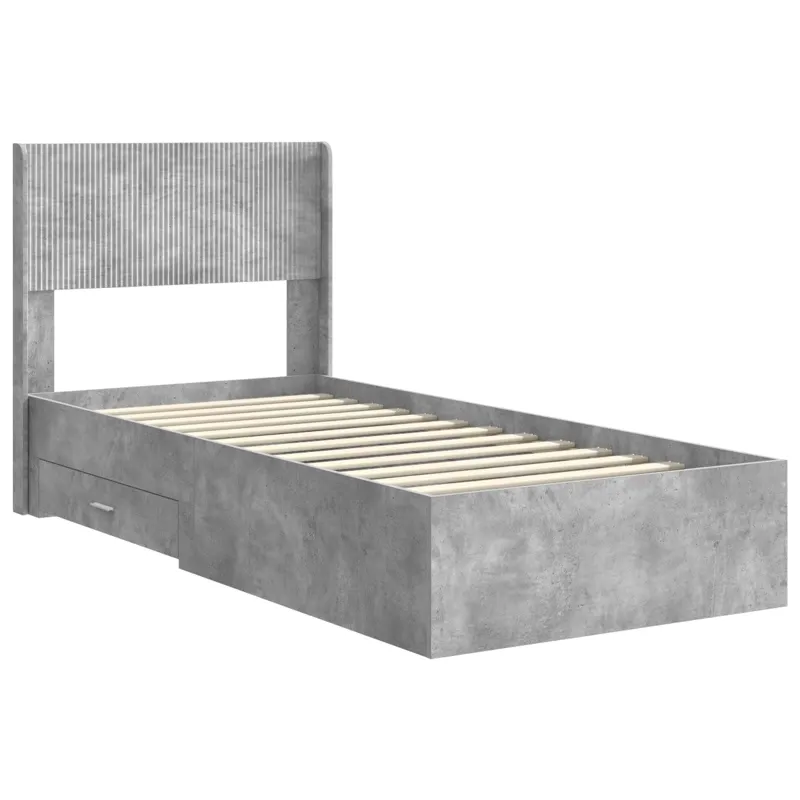 Lovos rėmas su saugojimu ir nugara Betono pilka 75 x 190 cm