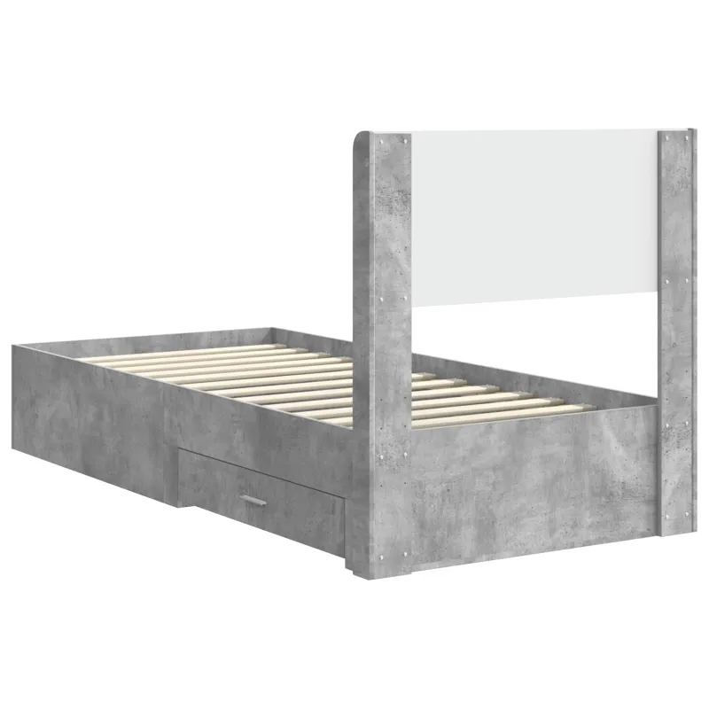 Lovos rėmas su saugojimu ir nugara Betono pilka 75 x 190 cm