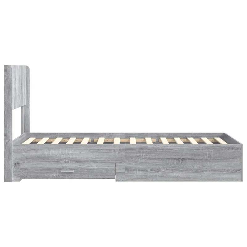 Lovos rėmas su saugojimu ir nugara Pilka Sonoma 75 x 190 cm