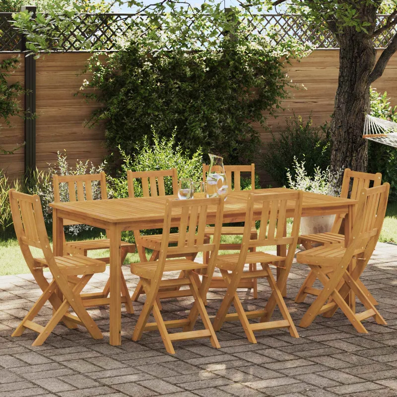 Lauko bistro kėdės su pagalve 8 pcs Natūrali 40 x 42 x 85 cm