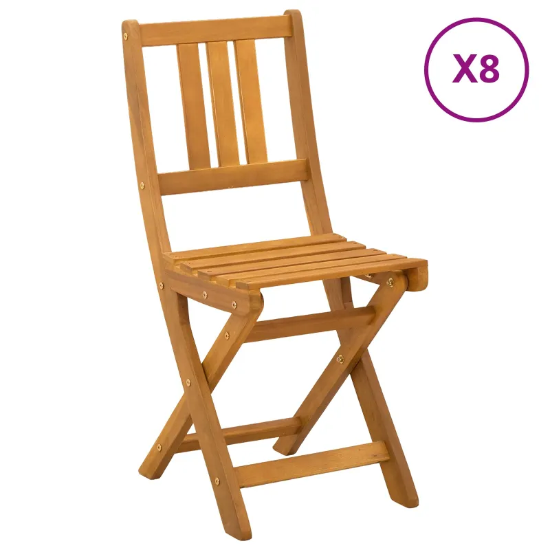 Lauko bistro kėdės su pagalve 8 pcs Natūrali 40 x 42 x 85 cm