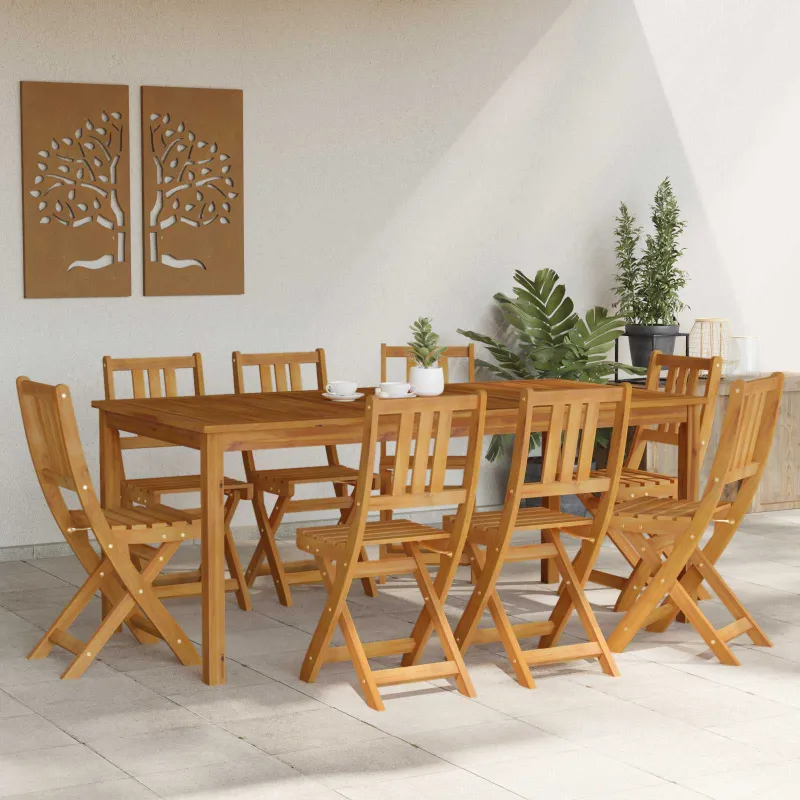 Lauko bistro kėdės su pagalve 8 pcs Natūrali 40 x 42 x 85 cm