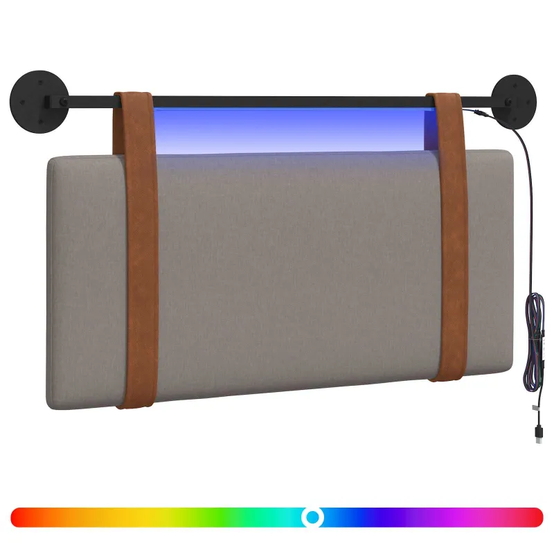 Pakabinamas lovos galvūgalis Su LED šviesa Taupe Antikinis PU