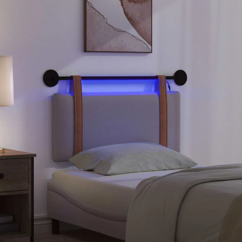 Pakabinamas lovos galvūgalis Su LED šviesa Taupe Antikinis PU