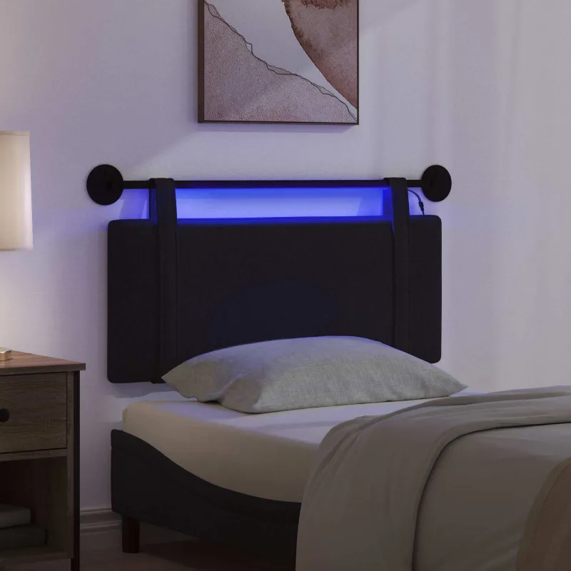 Pakabinamas lovos galvūgalis Su LED šviesa Juoda Audinys