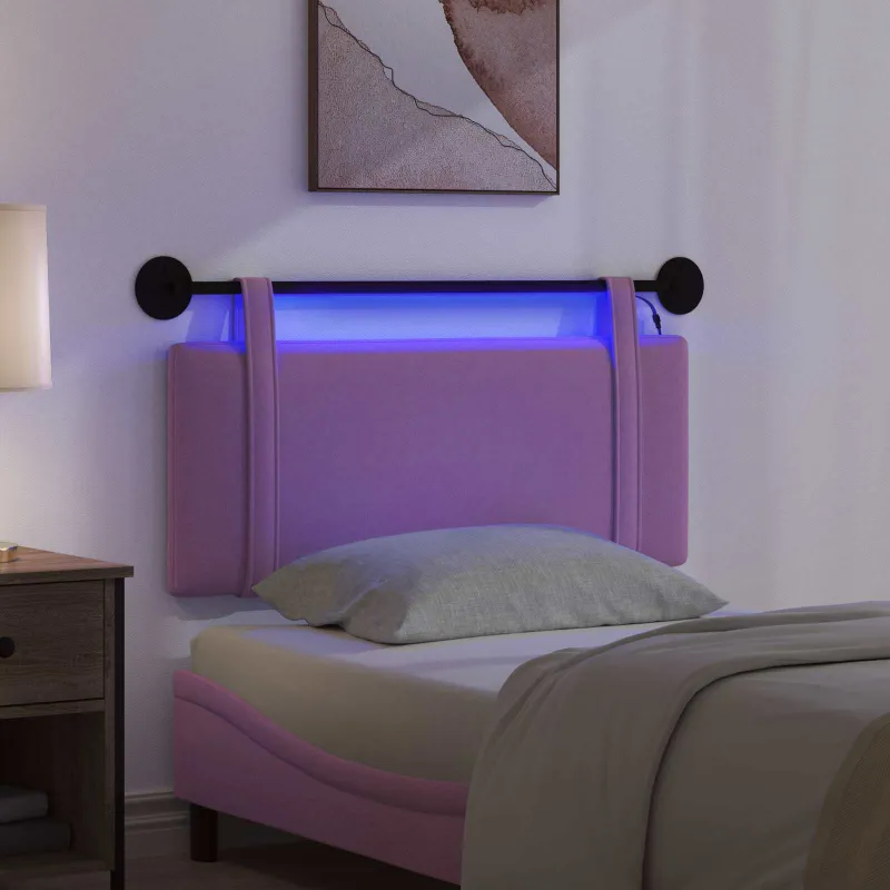Pakabinamas lovos galvūgalis Su LED šviesa Rožinė Audinys