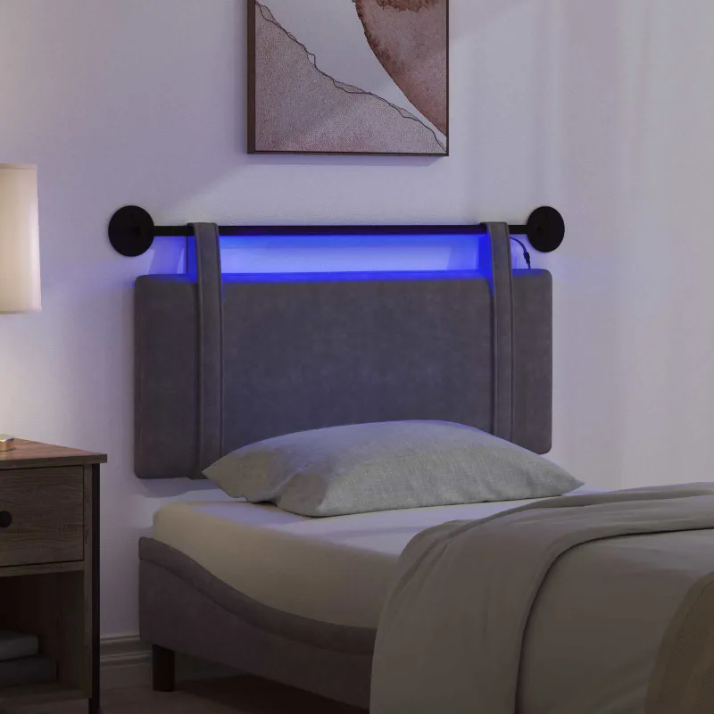 Pakabinamas lovos galvūgalis Su LED šviesa Juoda Antikinis PU