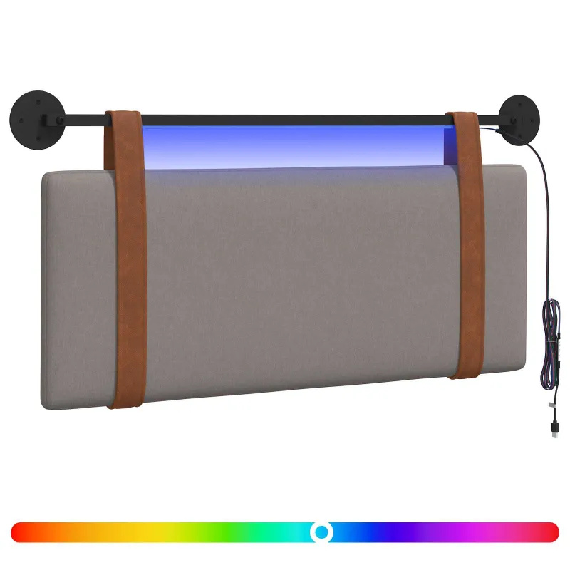 Pakabinamas lovos galvūgalis Su LED šviesa Taupe Antikinis PU