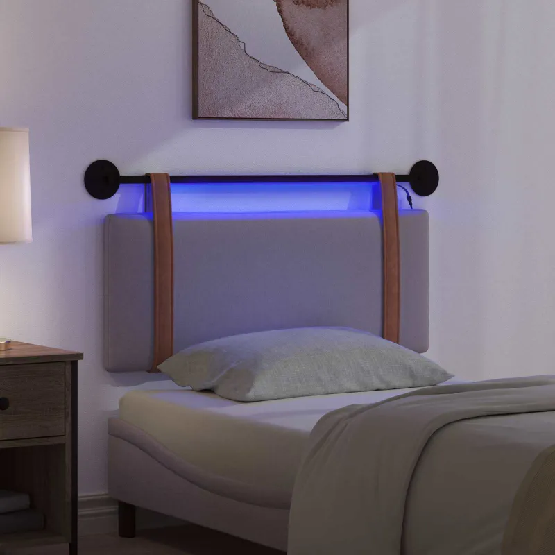 Pakabinamas lovos galvūgalis Su LED šviesa Taupe Antikinis PU