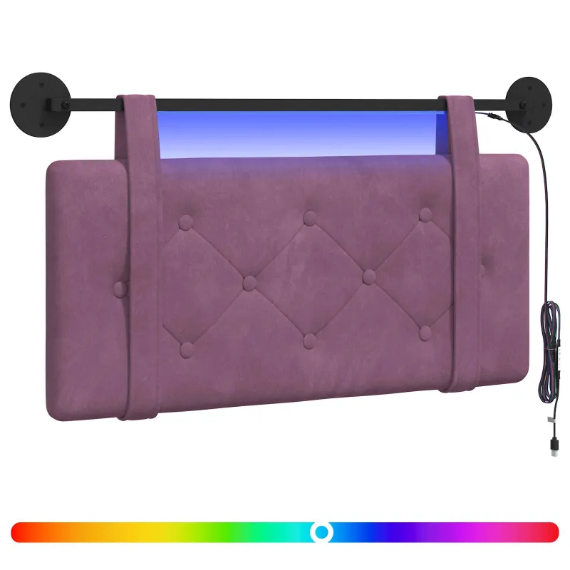 Pakabinamas lovos galvūgalis Su LED šviesa Violetinė Aksomas