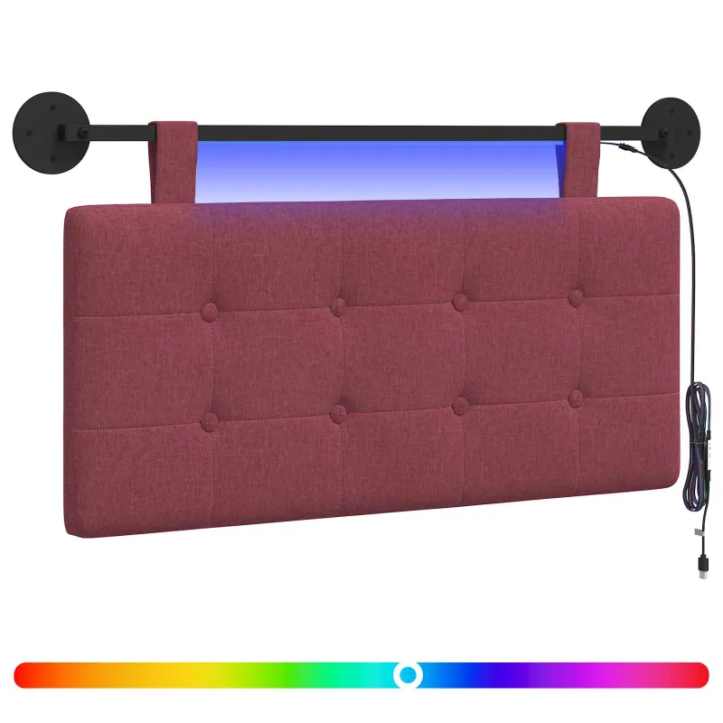 Pakabinamas lovos galvūgalis Su LED šviesa Vyno raudona Audinys