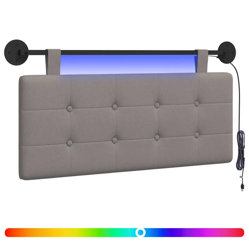 Pakabinamas lovos galvūgalis Su LED šviesa Taupe Audinys