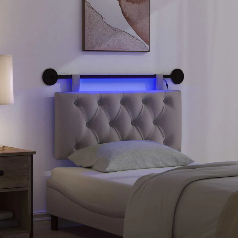 Pakabinamas lovos galvūgalis Su LED šviesa Taupe Audinys
