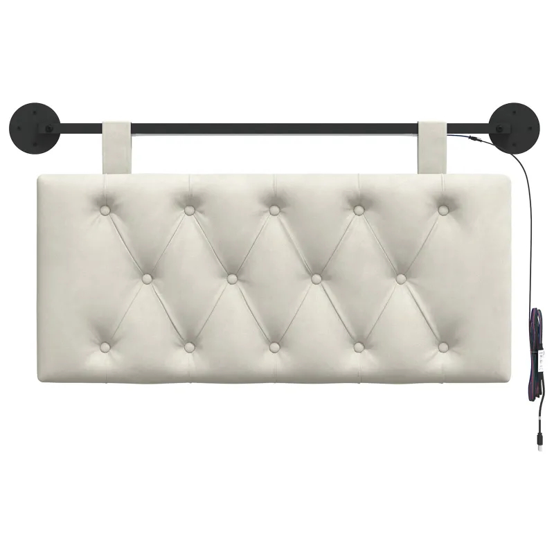 Pakabinamas lovos galvūgalis Su LED šviesa Kreminė Aksomas
