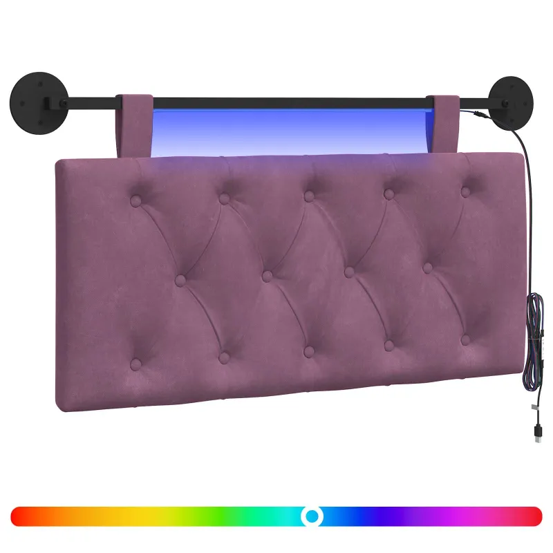 Pakabinamas lovos galvūgalis Su LED šviesa Violetinė Aksomas