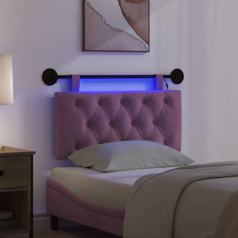 Pakabinamas lovos galvūgalis Su LED šviesa Violetinė Aksomas